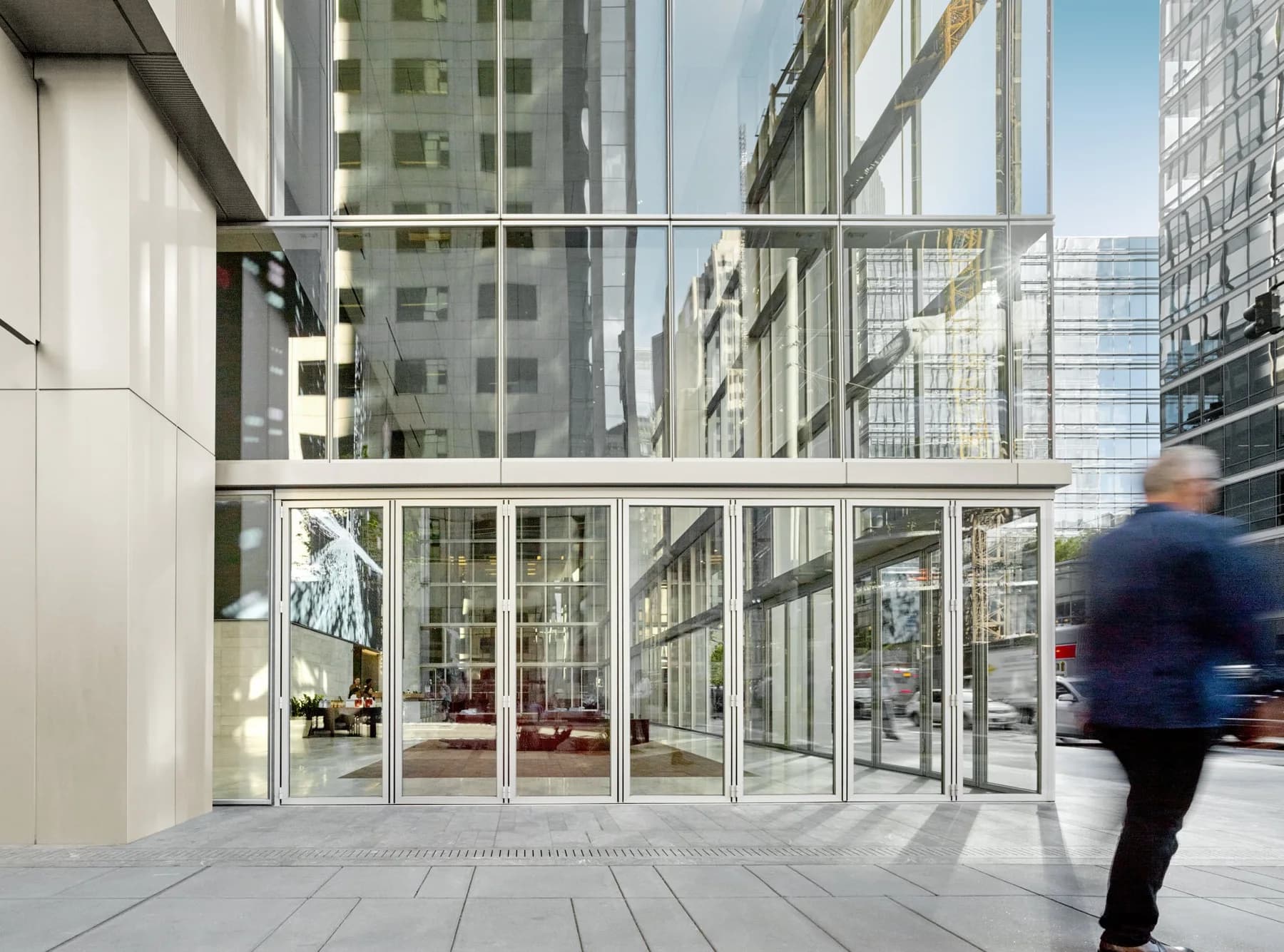 Office lobby with aluminum folding glass doors